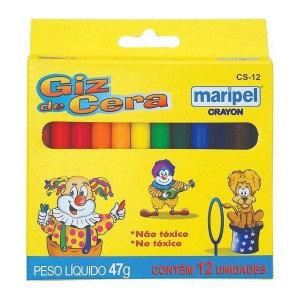 GIZ DE CERA MARIPEL GIZINHO 12 CORES CX/...