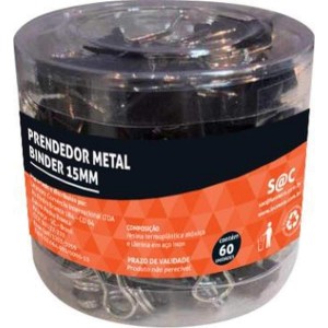 PRENDEDOR DE PAPEL JOCAR 15MM PRETO 9308...